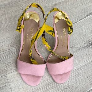 River island high heel sandals for summer. Light pink & yellow floral prints